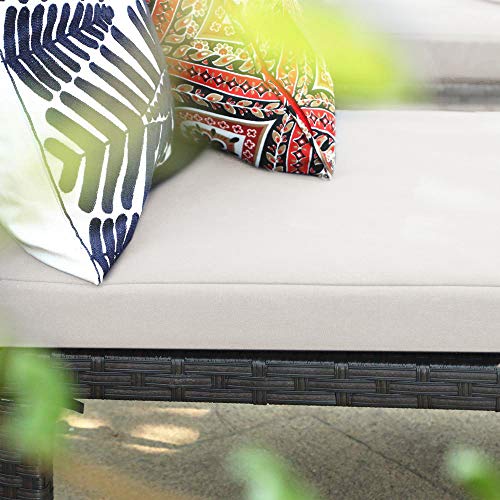 OAKVILLE FURNITURE 61702 Patio Outdoor Adjustable Pool Chaise Lounge Chair, Brown Wicker Beige