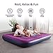 Queen Air Mattress, Inflatable Single High Airbed for Guests, Blow up Raised Air Bed for Camping with Electric Air Battery Pump, Purple