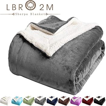 LBRO2M Sherpa Fleece Bed Blanket King Size Super Soft Fuzzy Plush Warm Cozy Fluffy Microfiber Couch Throw Velvet Double Reversible Luxurious Blankets (Grey, King(90x104 Inches))