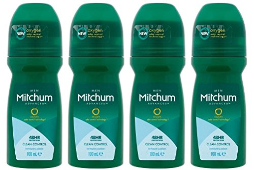 Mitchum for Men Roll On, Endurance 48 Hours, Clean Control, Anti-perspirant & Deodorant, 100 Ml / 3.38 Oz (Pack of 4)