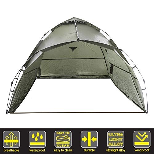 Q-Tac Ruck Zuck Bivvy Angelzelt Vorne Geöffnet, 2 Mann Karpfenzelt, Angel Zelt 250 cm x 250 cm x 160 cm, Wassersäule 10 000 mm