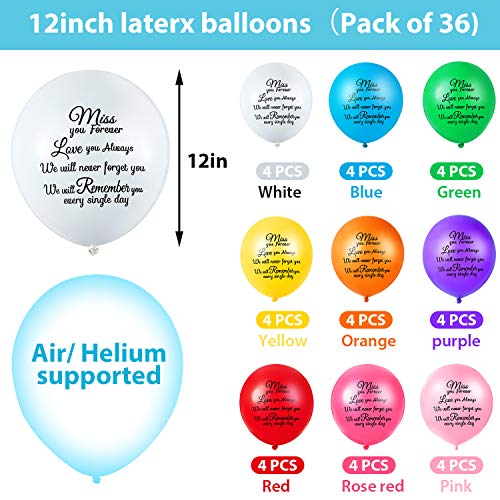 36 Pieces Colorful Release Memorial Balloons Remembrance Funeral