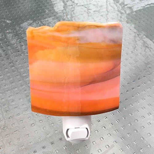 Stylish Night Light with Vibrant Sunset Colors, Authentic Art Glass Shade, Handmade in US by Fashion Glass