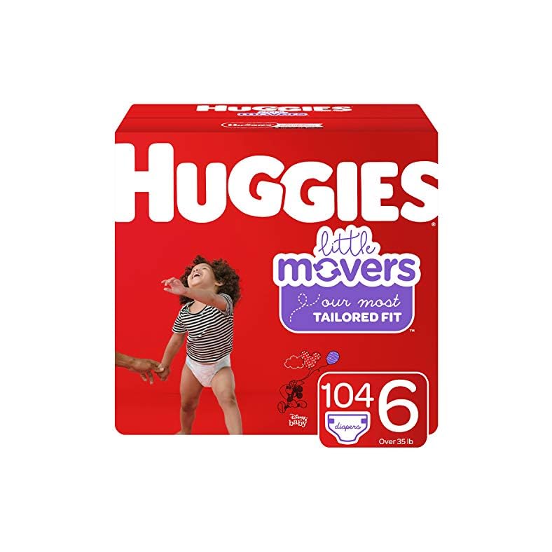 HUGGIES Little Movers Diapers, Size 6, 104Count (Packaging May Vary)