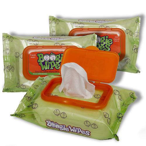 Boogie Wipes Gentle Saline Nose Wipes Original Fresh Scent - Set of 3 (90 Wipes Total)