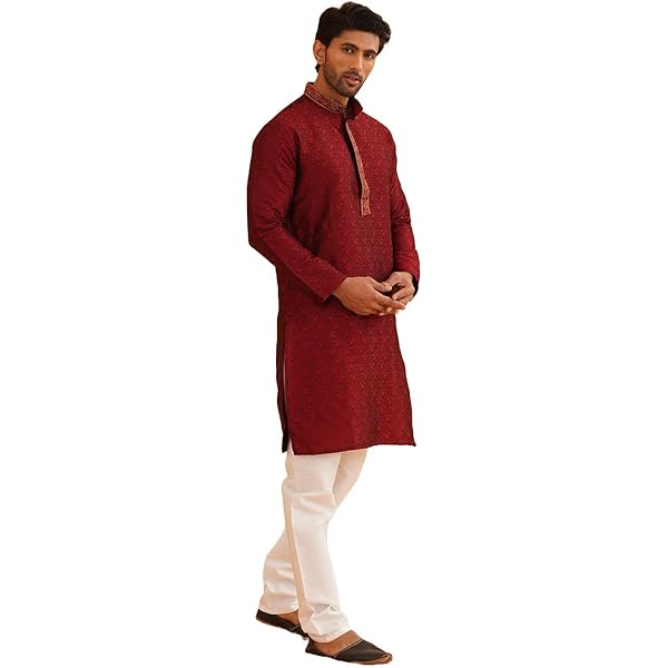 Buy Carnation Pink Self Design Kurta Pajama Online in India