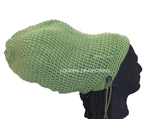 Amazon Com Sage Green Crochet Beanie With Drawstring Dreadlock