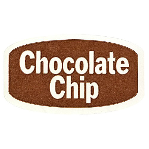 "Chocolate Chip" Labels Brown Traditional Flavor Food Packaging White Imprint - 1 3/8"L x 3/4"H 1000 Per Roll
