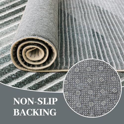 ASIinnsy Rugs for Living Room Soft Modern Abstract Carpet Non-Slip Bedroom Rug Large Short Pile Area Rugs Home Decor (Geometric Grey White, 200 x 250 cm)