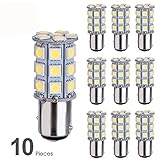 Smautop 10pcs Super Bright Low Power 1157 Led Bulbs BAY15D 7528 2057 2357 27SMD 5050 6500K White for Car RV Turn Signal Backup Reverse Parking LED Light Bulbs-2 Yr Warranty