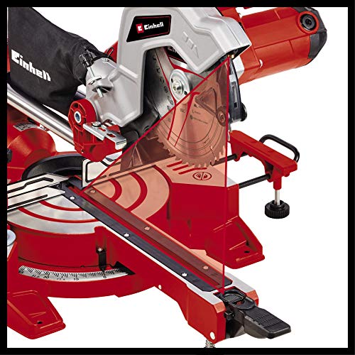 Einhell Zug-Kapp-Gehrungssäge TC-SM 216 (1.600 W, Drehtisch mit Schnellverstellung und Einrastpositionen, Laser, L+R… – Bild 7