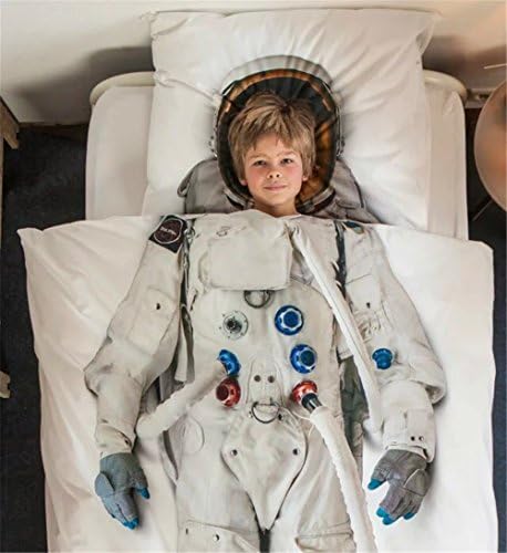 Uquilt Space Astronaut Theme Single Twin Size Kid's Duvet Quilt Cover Set Bedding Linen