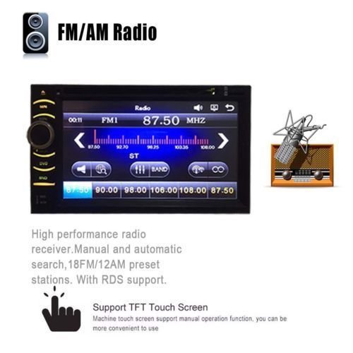 2 Din Car Stereo with Backup Camera, 6.2 Inch Touch Screen Bluetooth Receiver AM/FM/USB/SD DVD CD Player Steering Wheel Control Rear View Reverse Parking Cam - Thumbnail 2