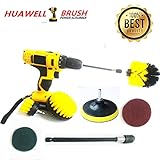 7 Piece Drill Scrub Kit Grout Brush Drill Brush Set with 6 Inch Extender Scrub Brush for Grout Floor Tub Shower Tile Corners Bathroom Surface Kitchen