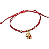 JENMAVJI 2026 Chinese New Year Horse Rope Braided Pendant Stretch Adjustable Bracelets Chinese Zodiac Good Luck Year of The Horse Feng Shui for Spring Festival Jewelry for Women