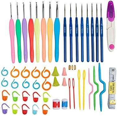 Potentcera Crochet Hooks kit Needles Crochet Hook Yarn Weave Craft with Case Smooth Handle for Shoes coasters different size, Gift for mom and wife.