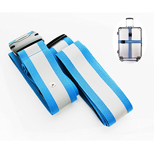 Luggage Strap Reflective Patch Mark- For Travelling 18-32 inch Rolling Luggage Include 2Pcs Straps,Super Reflective,Cross Binding 1-Year Warranty (BLUE)
