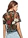 MakeMeChic Women's Embroidered Applique Sheer Mesh Blouse Top 6-Multicolor M