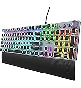 Fiodio Mechanical Gaming Keyboard, LED Rainbow Gaming Backlit, 104 Anti-ghosting Keys, Quick-Resp...