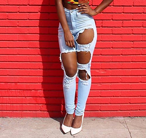 TheFoud Women Casual Destroyed Ripped Distressed Skinny Denim Jeans