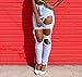 TheFoud Women Casual Destroyed Ripped Distressed Skinny Denim Jeans (Light blue, S)