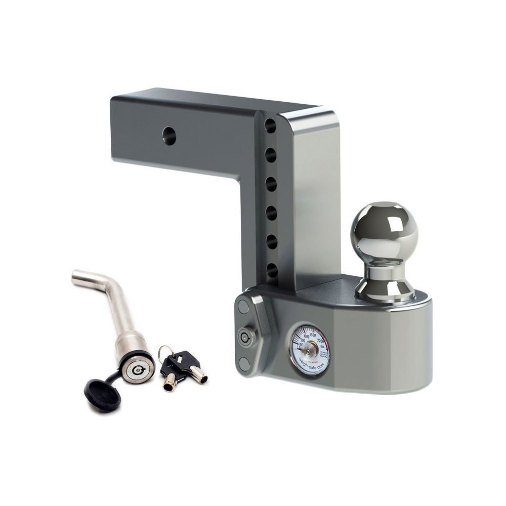 Weigh Safe WS6-2.5-KA, 6" Drop Hitch w/ 2.5" Shank/Shaft - Adjustable Aluminum Trailer Hitch & Ball Mount w/Built-in Scale, 2 Stainless Steel Balls (2" & 2-5/16") Keyed Alike Key Lock and Hitch Pin
