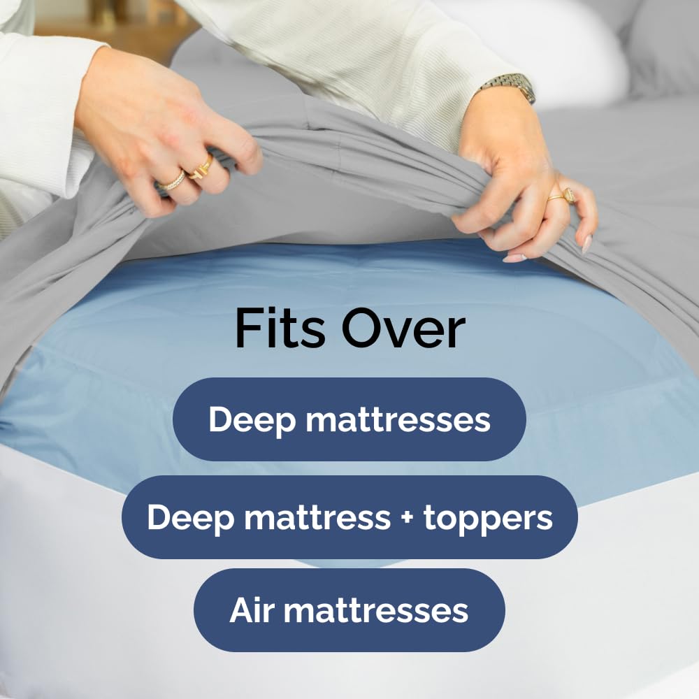 Extra Deep King Sheet Set - 6 Piece Breathable & Cooling Sheets - Hotel Luxury Bed Sheets Set - Easy & Secure Fit - Soft, Wrinkle Free & Comfy Sheets Set - French Grey Sheet Set w/Extra Deep Pockets