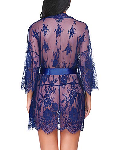 Avid-Love--Vestito-da-donna-Gown-corto-lingerie-Kimono-punta-continuare-a-maniche-trasparente-Robe-Mesh-con-cintura-e-G-String-Bikini-Cover-Up-punta-estivo-Bat-continuare-a-maniche