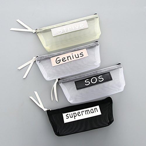 Simple Transparent Gauze Pens Zipper Stationery Bag For Men And Women Creative Large Capacity Stationery Pencil Case Storage Bag Superman