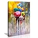 QIANQING Wall Art for Bathroom Bedroom Decor People in Rain Colorful Oil Painting Print on Canvas Picture Poster Wall Art Decoration Stretched and Framed Painting