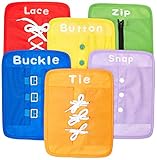 Yoovi Early Learning Basic Life Skills Learn to Dress Boards - Zip, Snap, Button, Buckle, Lace & Tie 6 pcs/set