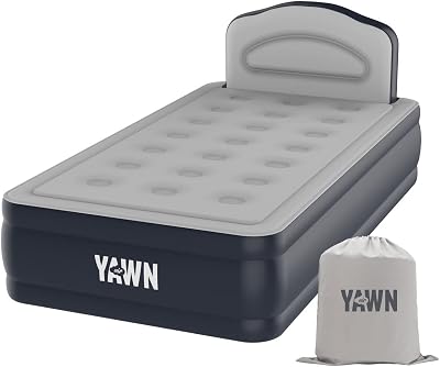 YAWN AIR Self-inflating Airbed with Built-in Pump - Headboard - Single Size UK