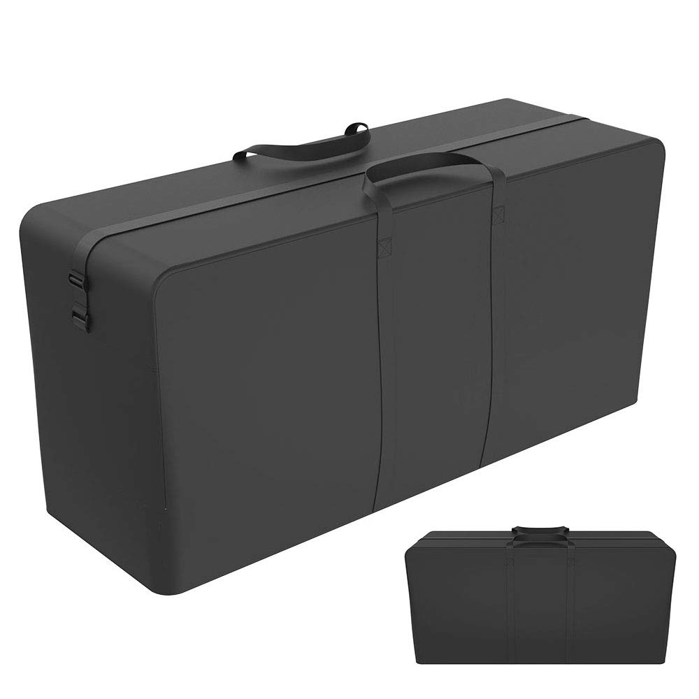 Jetcloud Garden Furniture Cushion Storage Bag Waterproof Heavy Duty 600D Oxford Fabric Outdoor Patio Rectangle Garden Furniture Cover with Strong Handles and Zipper 122 x 39 x 55cm, Black