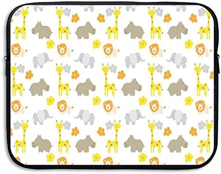 QIYYQI Baby Jungle Animals Elephants Lions Giraffes Hippopotamuses Nature Inspired Design Womans Retro Laptop Bag Shoulder Messenger Bag Shockproof Spill-Resistant Waterproof 15 Inch Gifts