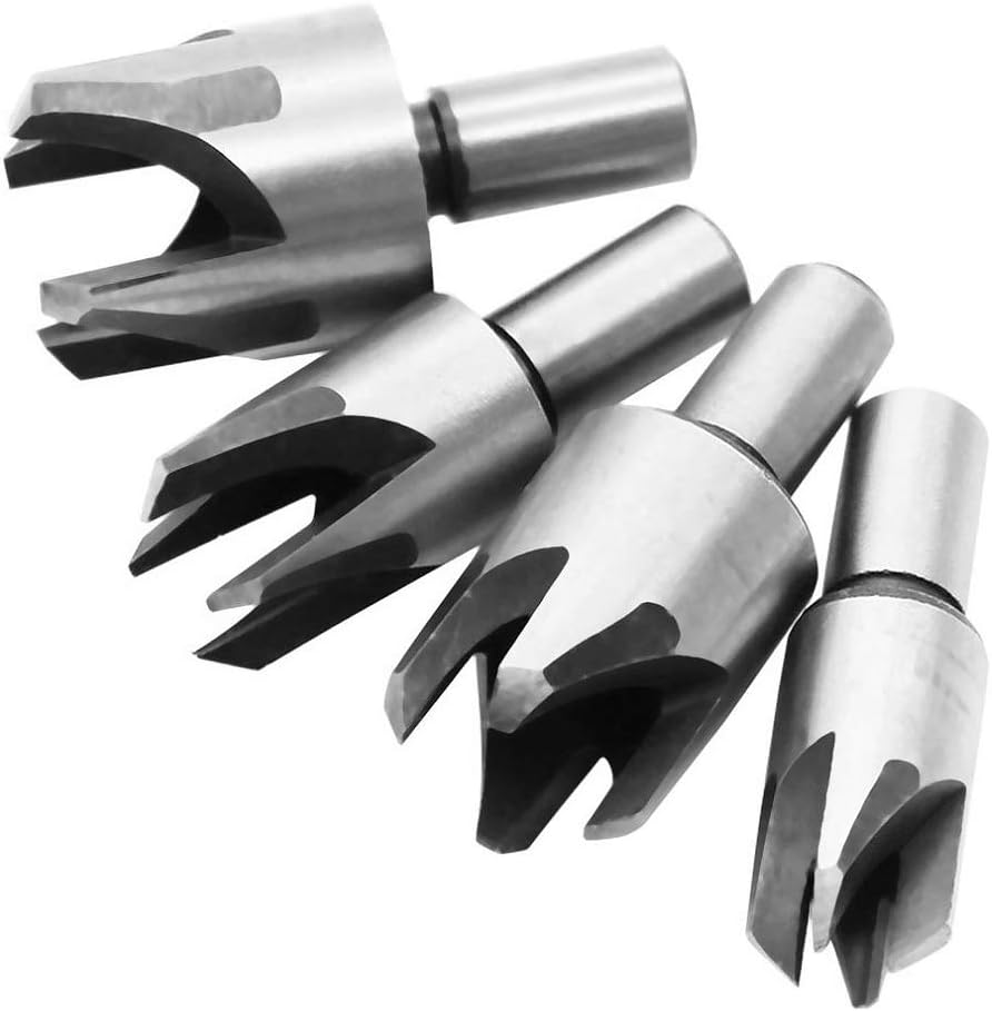 DingGreat 4pc Plug Cutter Set, Carbon Steel Power Drill Hole Cutter