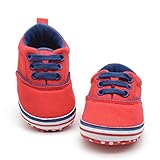 DZT1968® Unisex Baby Canvas Soft Sole Casual Sports Shoes Prewalker Sneaker (9~12 Months, Red)
