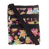 Crossbody Swingpack Bag (Black Owl w/ Butterflies)