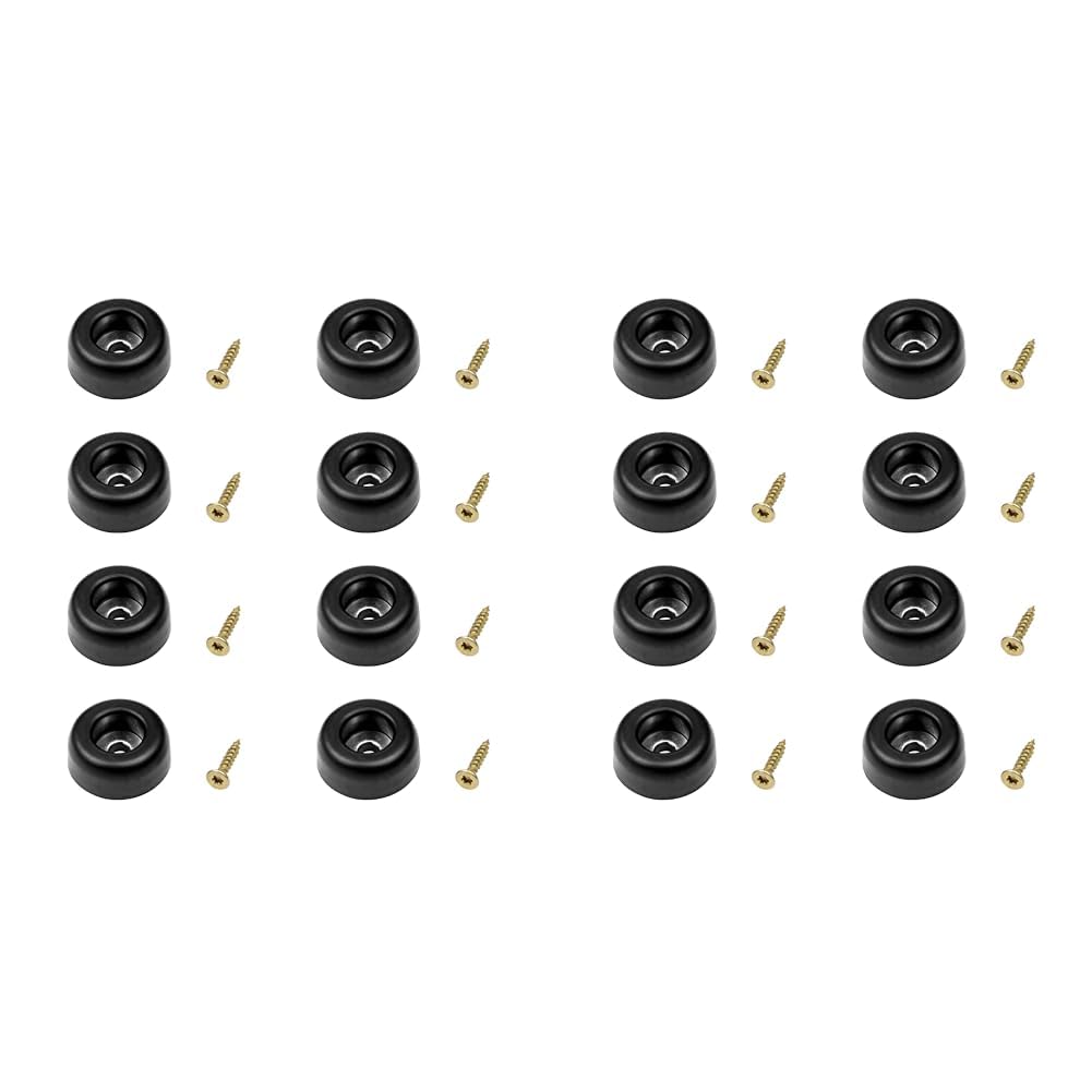 CASCHA Rubber feet Set (8 pieces) with screws for furniture, racks, cases, door stoppers, flight cases, screwable, black (Pack of 2)