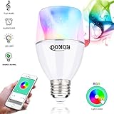 ROKOO Smart LED Music Bulb Bluetooth 4.0 Smartphone App Controlled E26/E27 Base Color Changing Dimmable LED Light Music Speaker