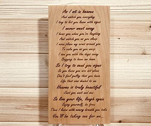 Amazon Com Wood Decor As I Sit In Heaven Inspirational Poem Wall Plaque Laser Engraved Personalized Custom Wood Sign Home Kitchen