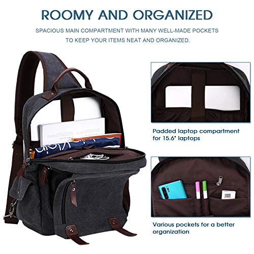 WOWBOX Sling Bag for Men Sling Backpack Laptop Messenger Bag Fit 15.6