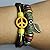 November's Chopin Unique Leaf Pendant Ring & Plane Button Leather Adjustable Wrap Bracelet