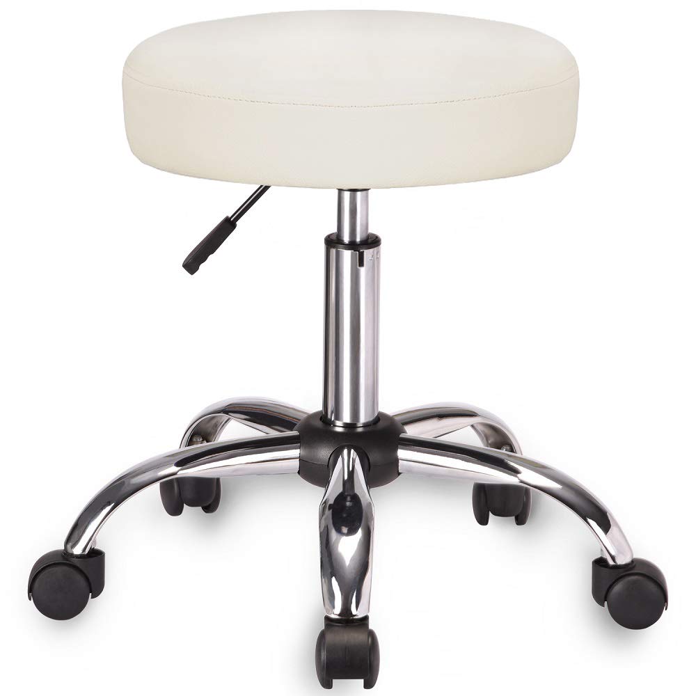 Amolife Multi-Purpose Hydraulic Adjustable Round Chair Drafting Rolling Swivel Stool with Wheels and Soft Padding for Home Office Beauty Barber Salon Medical Tattoo Vanity Massage Facial Spa in Brown: Beauty