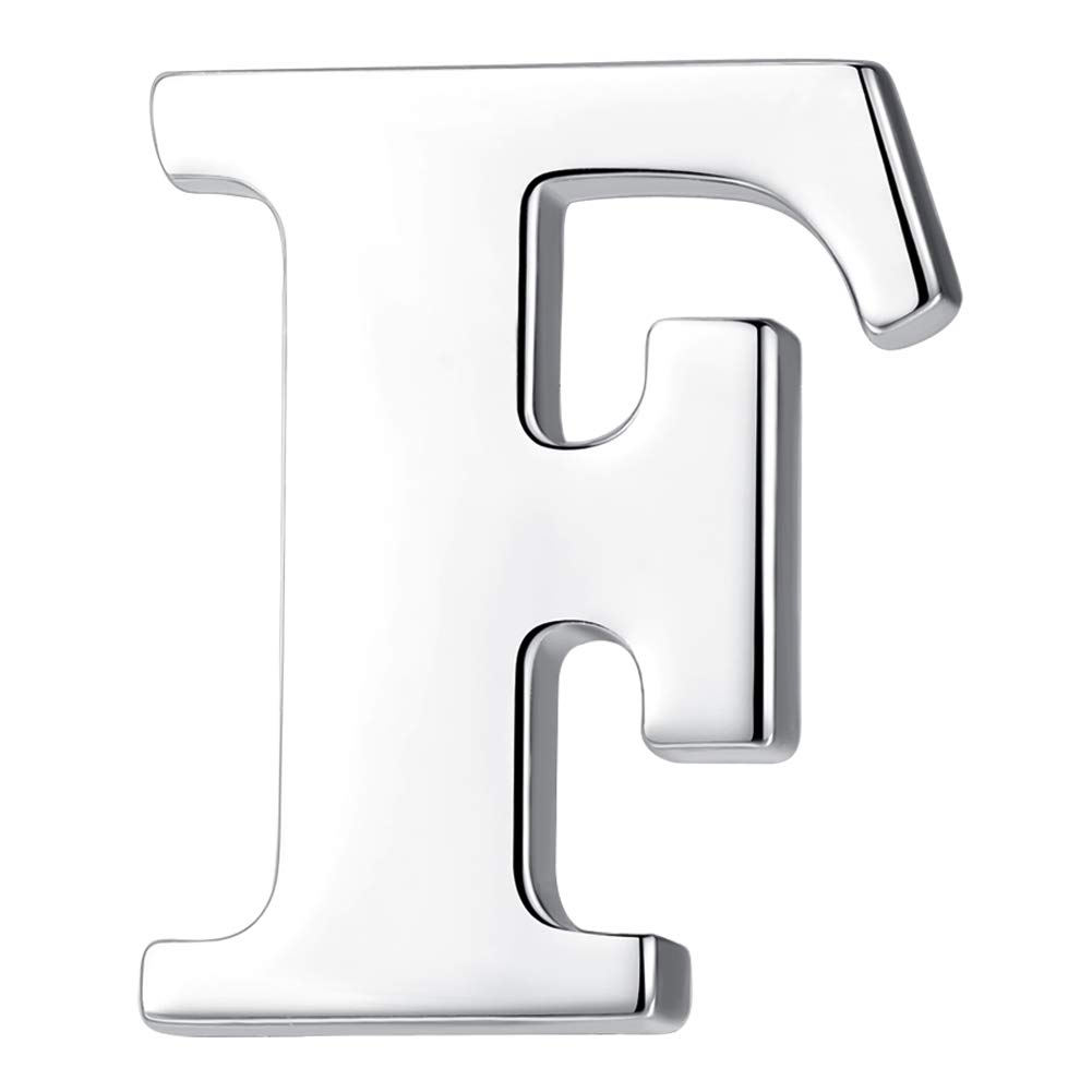 HONEY BEAR 1pc Alphabet Letters A to Z Collar Brooch Label Pins Badge for Mens' Suit/Women's Shirt for Business Gift,Silver F 0.94in