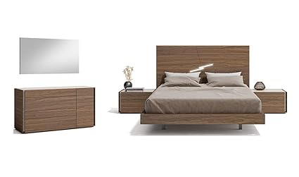 Amazon Com Faro Premium King Bedroom Set In Walnut Light