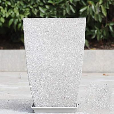 Fighrh Creative Square Resin Flower Pot European Living Room Floor High Plant Pot Outdoor Garden Green Plant Planter Patio Decorative Landscape Flowers Vase Color Light Gray Amazon Ae