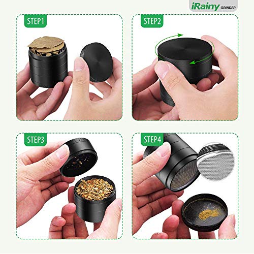 iRainy [5 Piece] Spice Herb Grinder with Pollen Catcher, 2.1 Inch