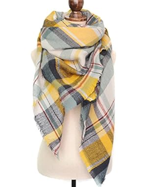 Women's Winter Soft Plaid Tartan Checked Scarf Large Blanket Wrap Shawl