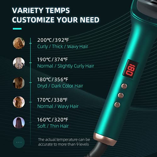 Bennra Hair Straightener Brush (2021New) - Enhanced Ionic Straightening Brush, LED Display & 20s Fast Straight Hair with Negative Ion Generator, Anti-Scald, Best for Salon at Home (Luxury Green)