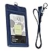 Arae Card Holder Vertical PU Leather Badge Holder with 1 Clear ID Card Window 1 Card Slot and 1 Neck Lanyard for Office/School ID Credit Card Driver License - Blue